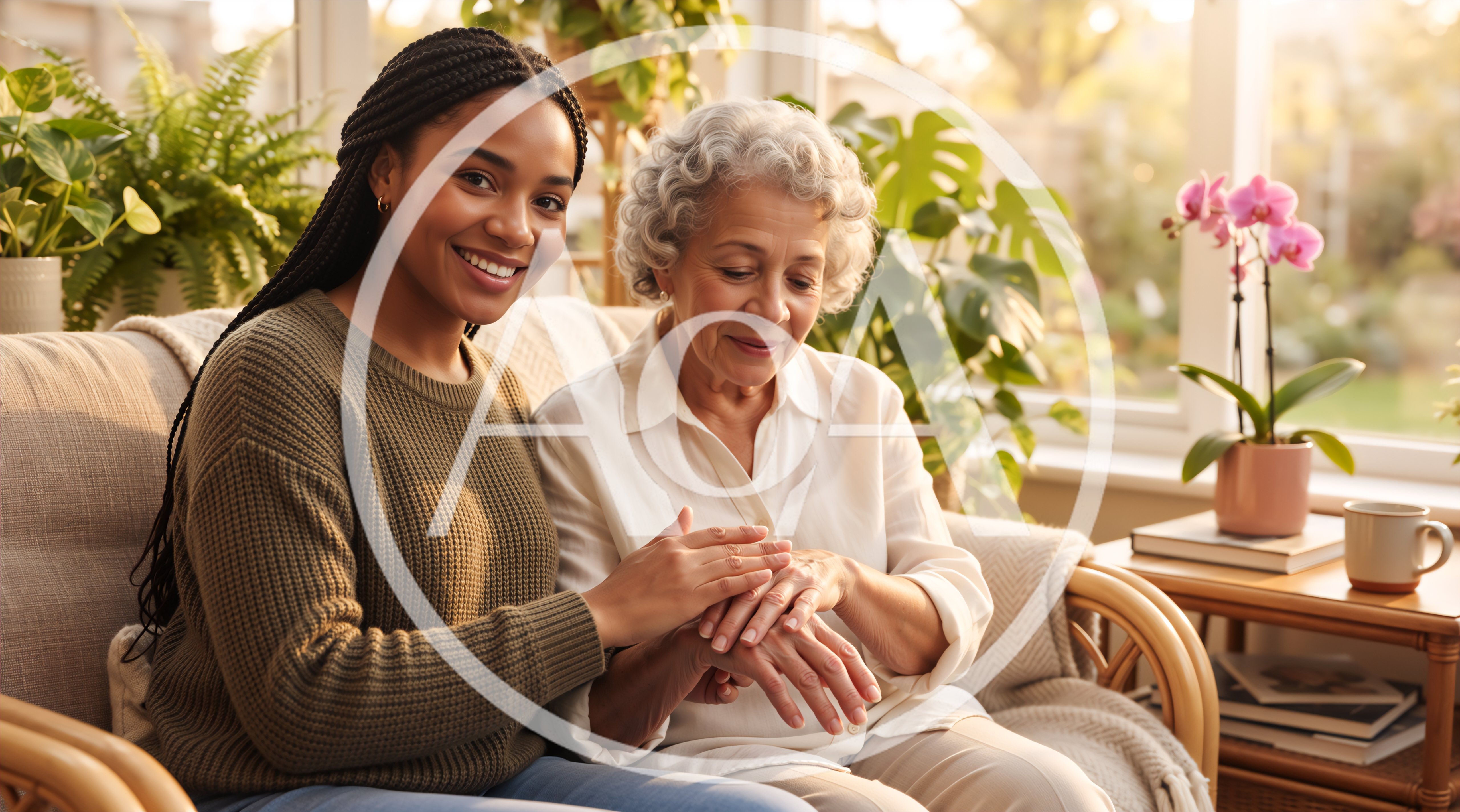 Young Woman Applying Lotion To Elderly Woman Hands