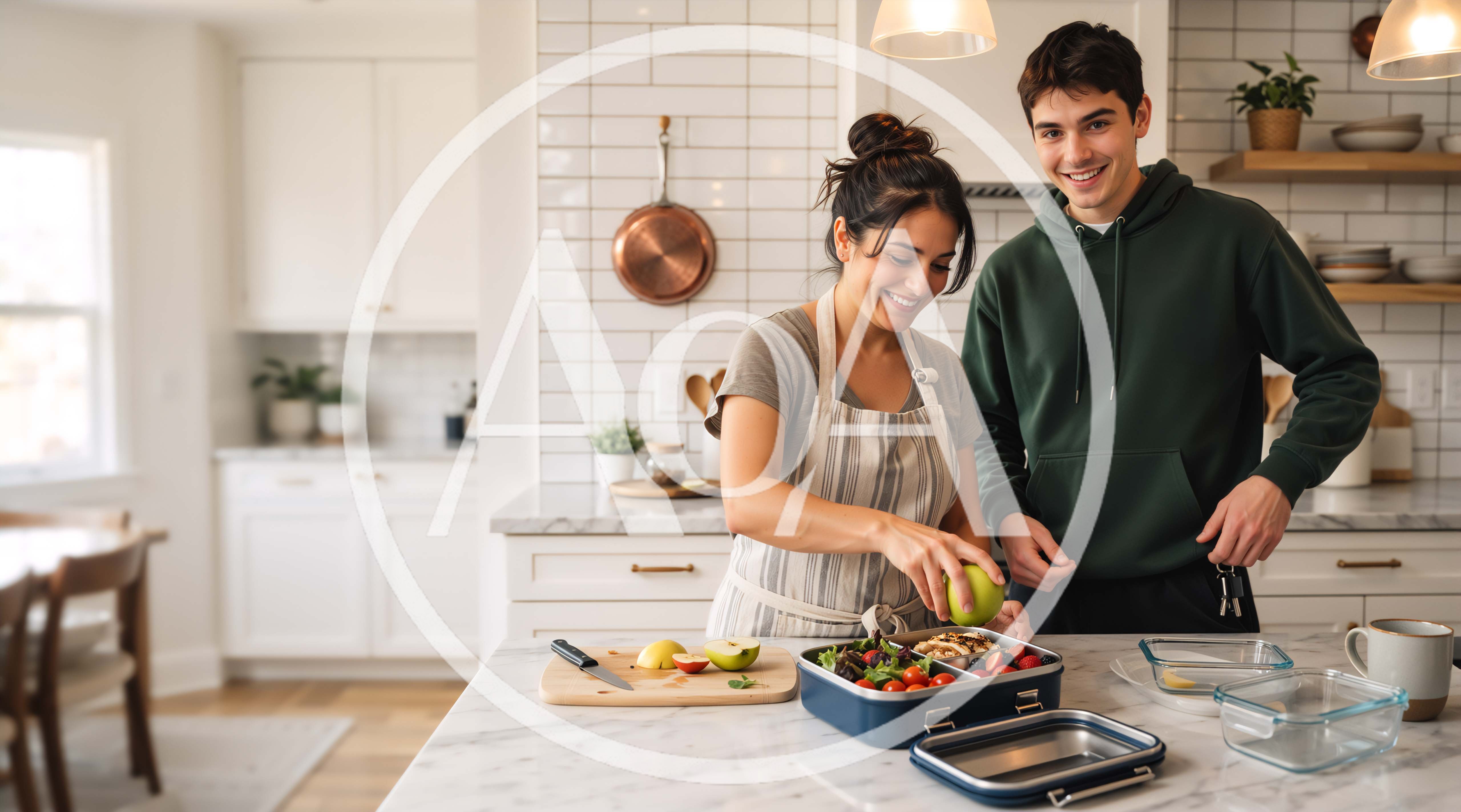 Young Couple Preparing Healthy Lunch Boxes Together