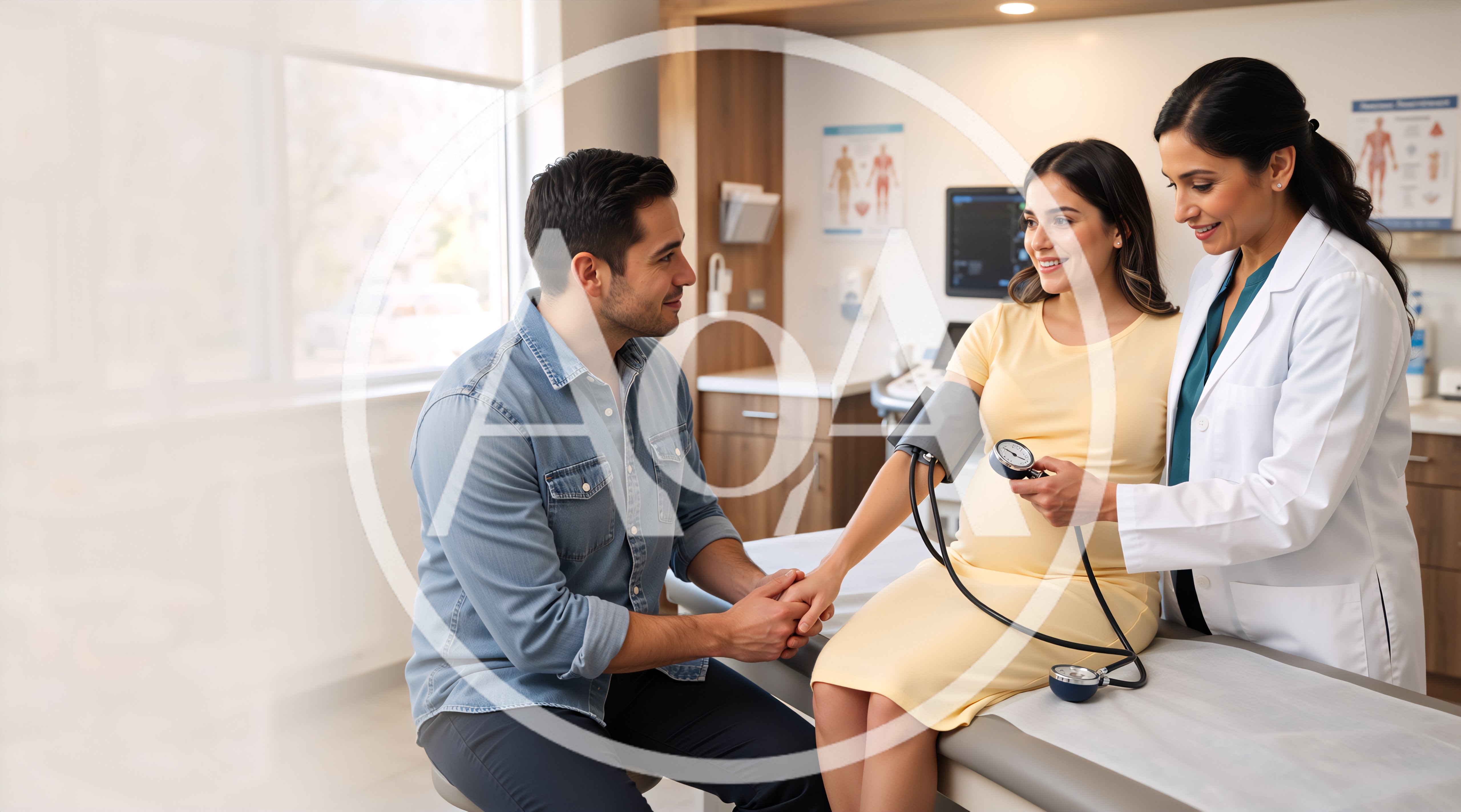 Pregnant Woman Having Blood Pressure Checked by Doctor