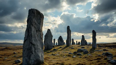 Callanish Standing Stones Under Dramatic Cloudy Sky