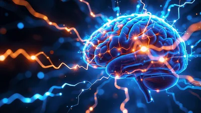 Digital Human Brain With Glowing Neural Network Connections