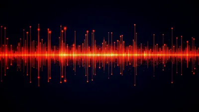 Glowing Orange Digital Audio Waveform Visualization