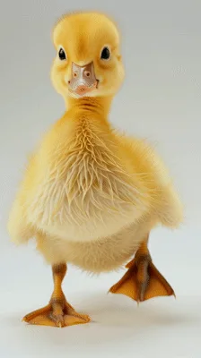 Cute Yellow Duckling Walking Towards Camera