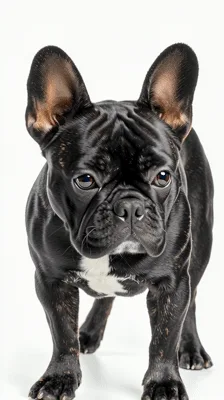 Black French Bulldog Standing And Looking At Camera