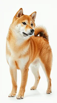 Shiba Inu Dog Standing and Looking Around
