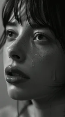 Close Up Portrait Of A Crying Woman