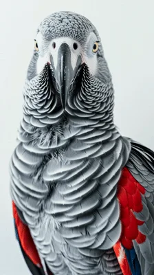 African Grey Parrot Looking Around And Blinking