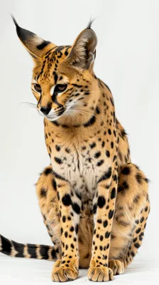 Serval Cat Sitting Still And Looking Around