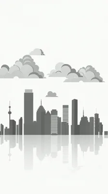 Animated City Skyline Silhouette With Moving Clouds