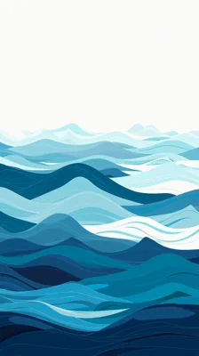 Stylized Blue Ocean Waves Moving In A Seamless Loop