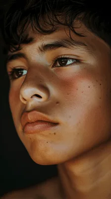 Close Up Portrait Of A Young Boy Blinking