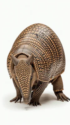 Armadillo Walking Slowly Across A Clean White Background