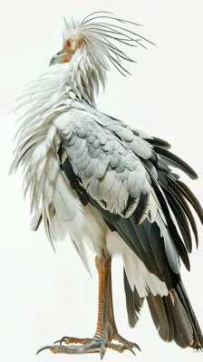 Secretary Bird Standing Still Against A White Background