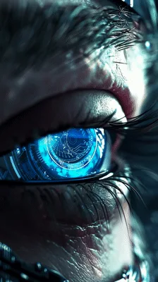 Cybernetic Human Eye With Glowing Digital Iris Animation