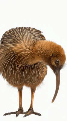 Brown Kiwi Bird Standing and Looking Around