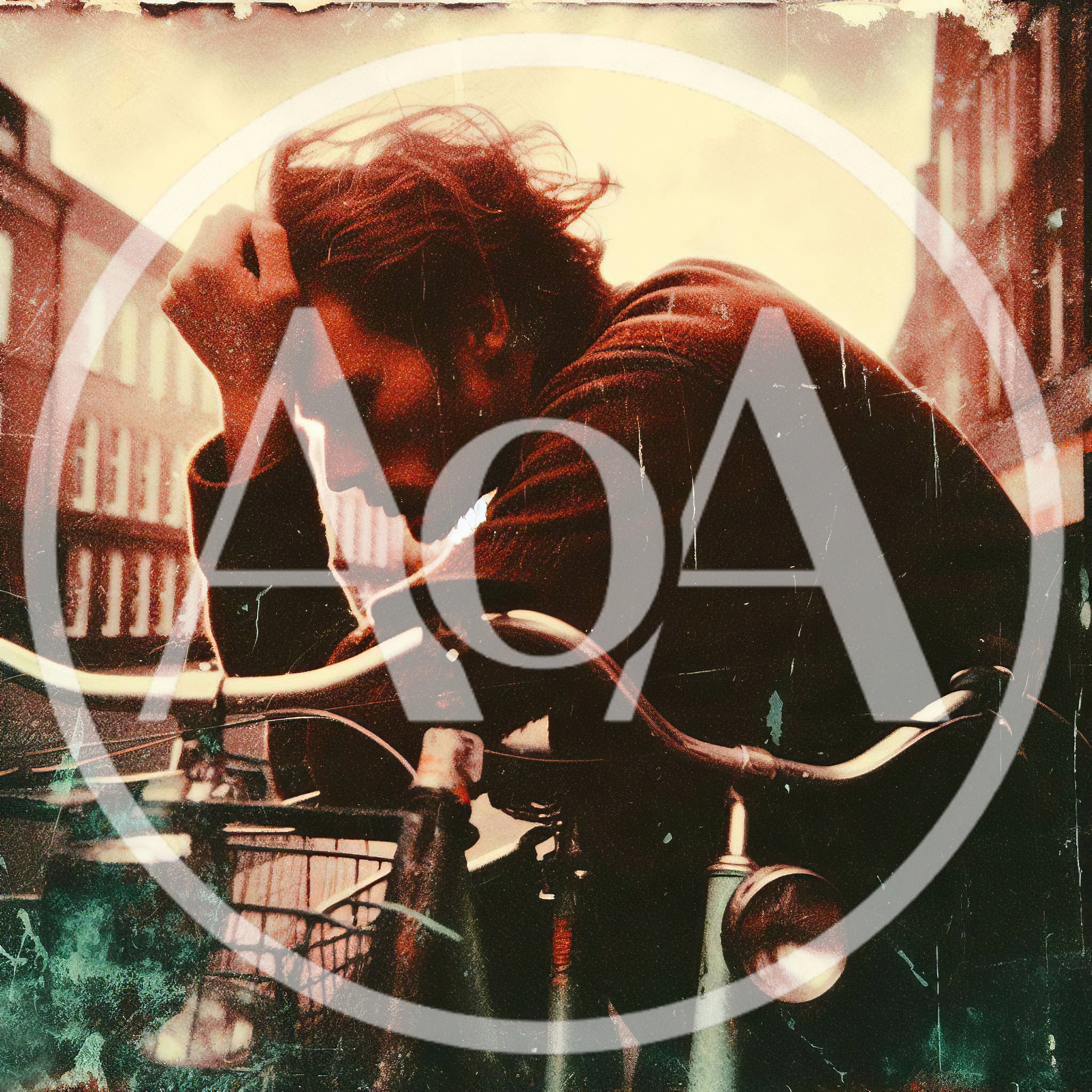 Pensive Man Leaning On Bicycle In Urban Setting