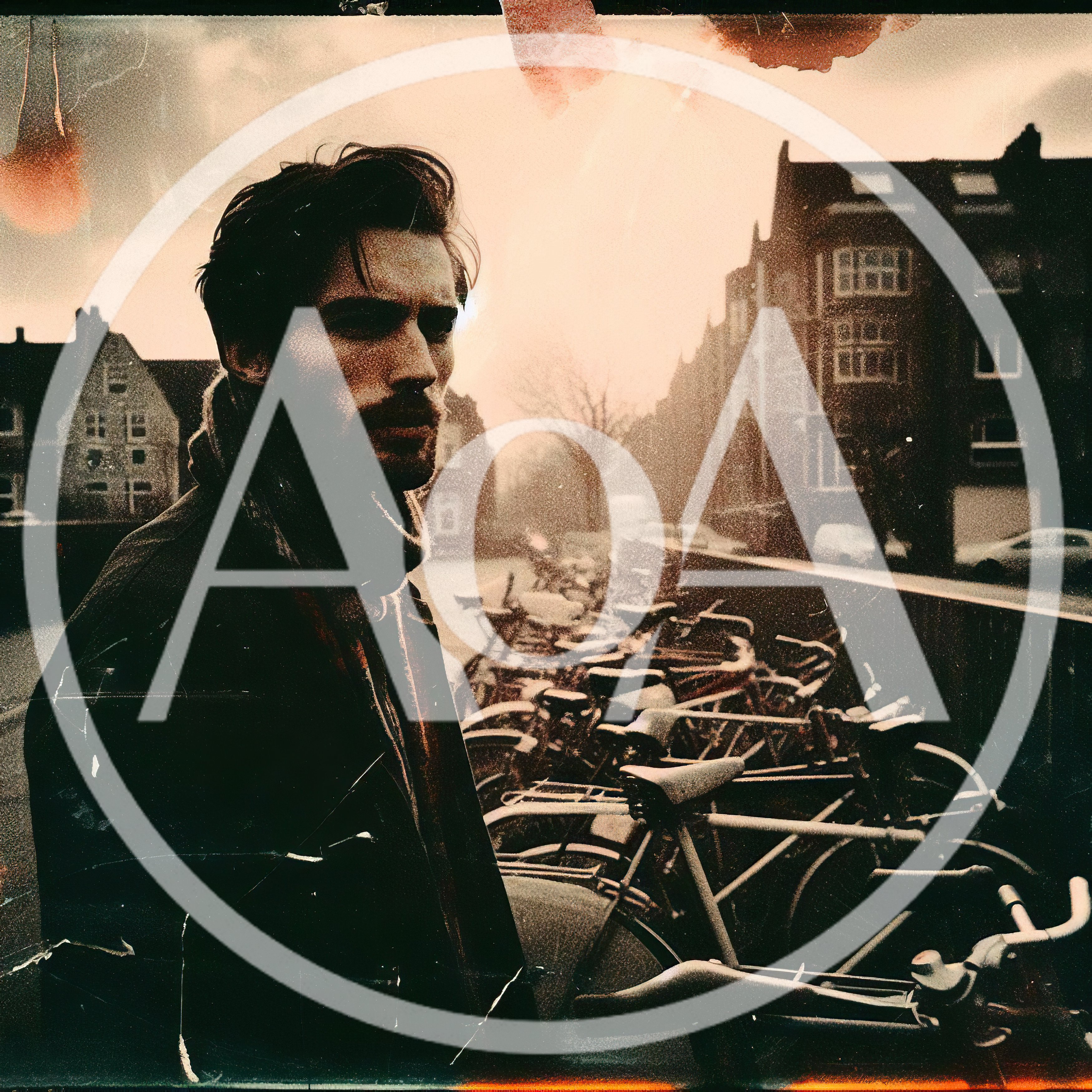 Pensive Man Standing Beside Bicycles In Urban Setting