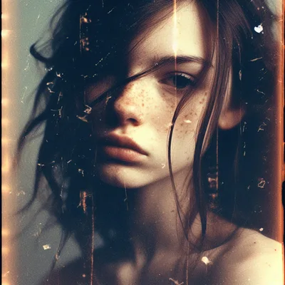 Portrait Of A Young Woman With Freckles