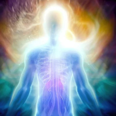 Glowing Human Silhouette With Ethereal Energy Aura