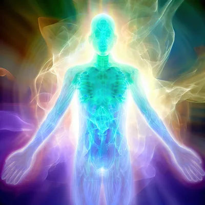 Glowing Human Energy Field And Anatomy Visualization