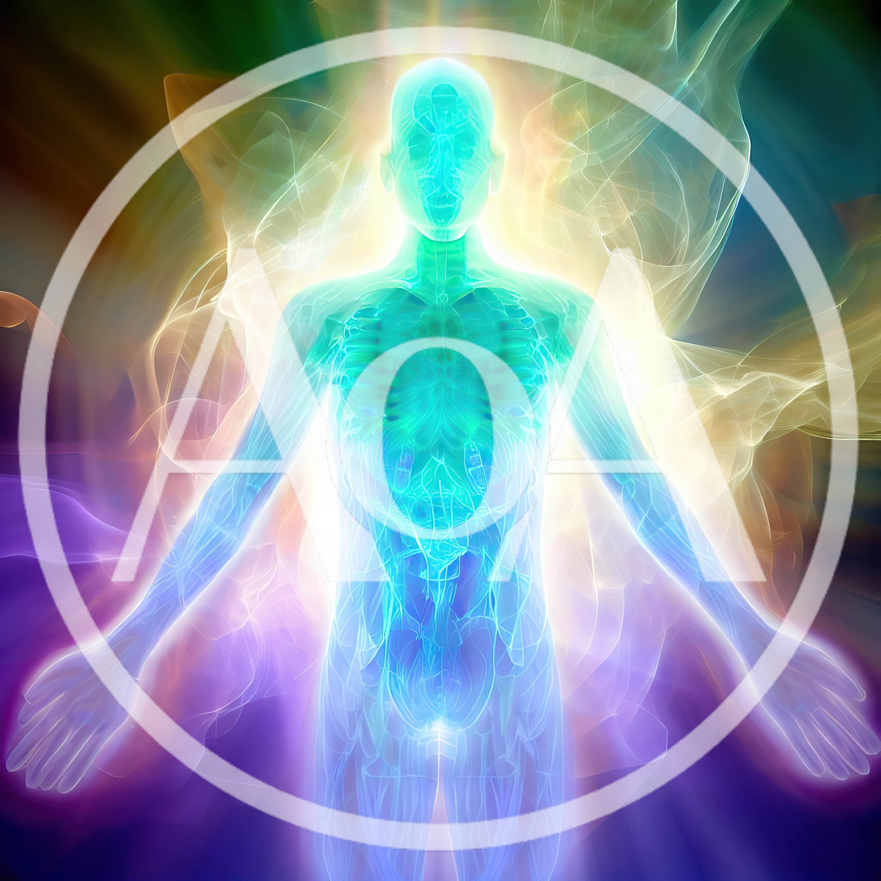 Glowing Human Energy Field And Anatomy Visualization