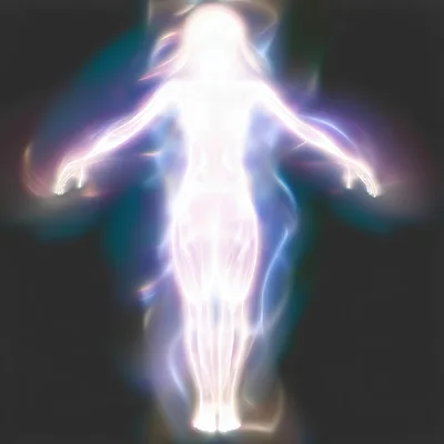 Glowing Human Silhouette With Ethereal Energy Aura