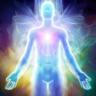 Ethereal Human Silhouette With Radiant Energy Aura