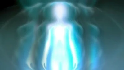 Ethereal Glowing Humanoid Figure In Abstract Light