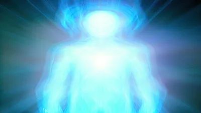 Glowing Human Silhouette With Radiant Energy Aura