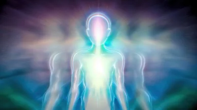 Ethereal Human Silhouette With Radiant Energy Aura