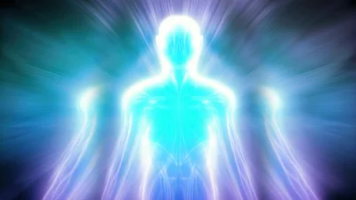 Glowing Ethereal Human Figures Radiating Light