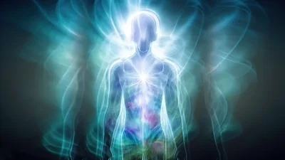 Ethereal Human Silhouette With Radiant Energy Aura