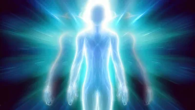 Glowing Human Silhouette With Radiant Energy Aura