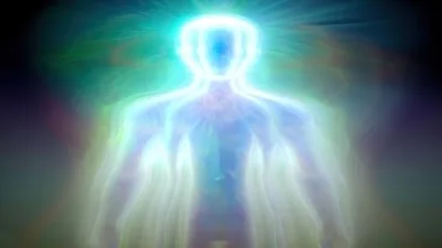 Abstract Human Silhouette With Radiant Energy Aura