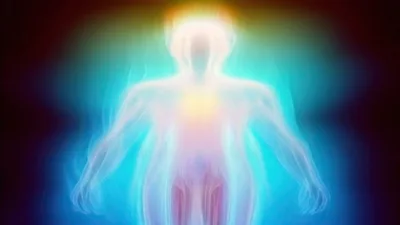 Ethereal Human Silhouette With Glowing Energy Aura