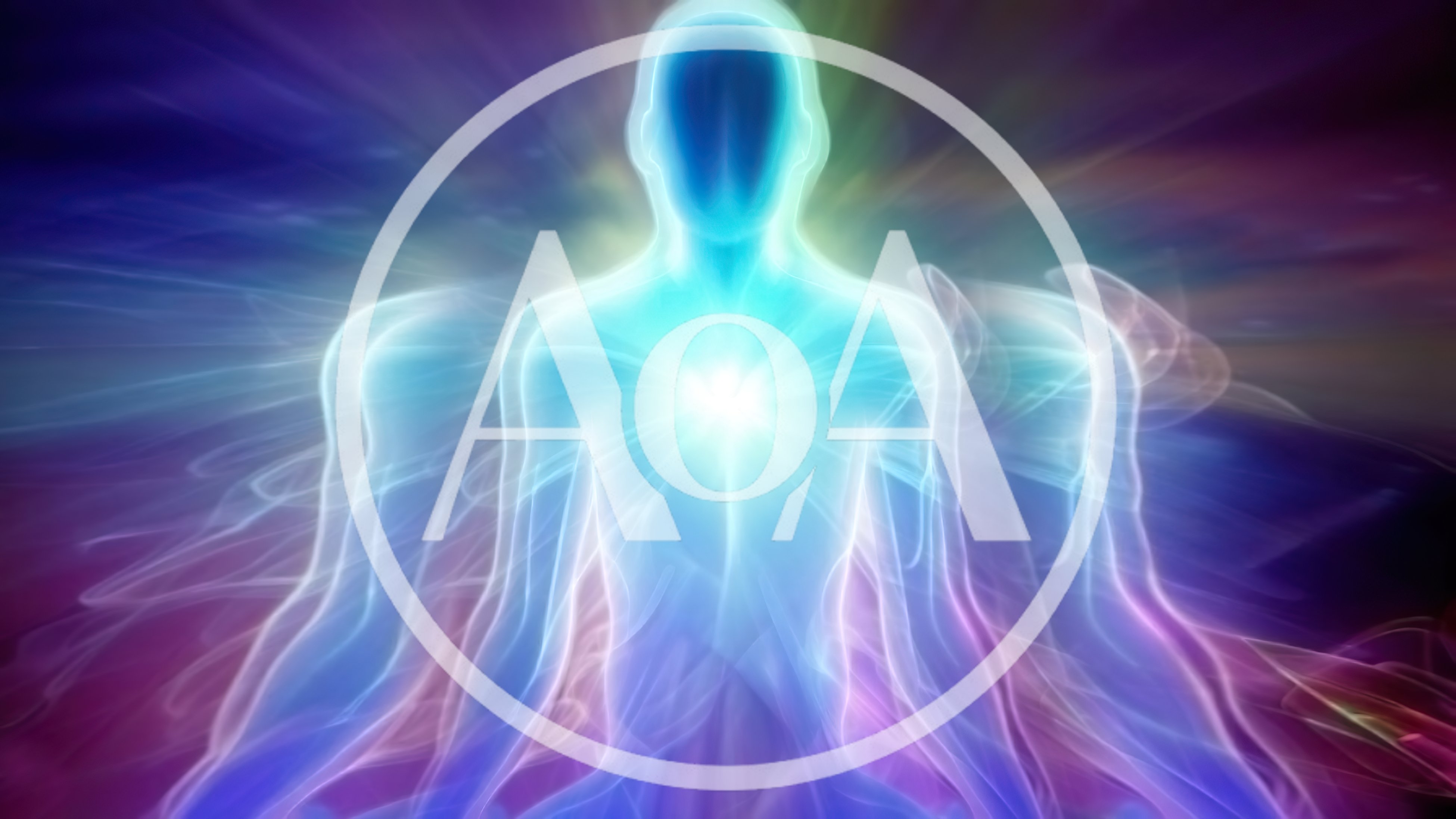 Abstract Human Silhouette Meditating With Radiant Energy Aura