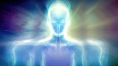 Ethereal Human Silhouette Radiating Spiritual Light
