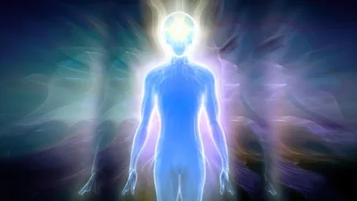 Ethereal Human Silhouette With Glowing Energy Aura