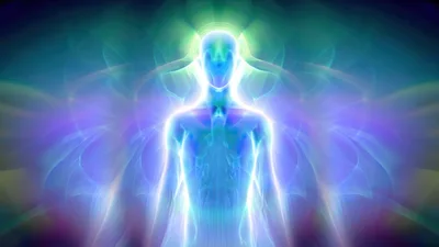 Ethereal Humanoid Figure With Radiant Energy Aura