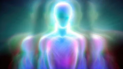 Abstract Human Silhouette With Glowing Energy Aura
