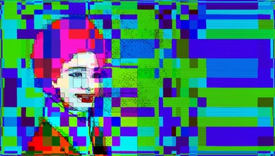 Digital Glitch Art Portrait Of A Woman