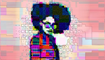 Digital Glitch Art Portrait Of A Woman With Afro