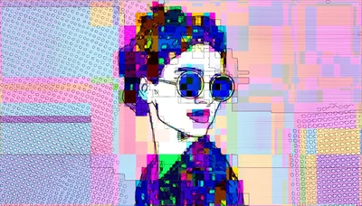 Glitch Art Portrait Of A Woman With Sunglasses