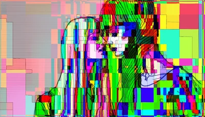 Abstract Glitch Art Illustration Of Two Women Kissing