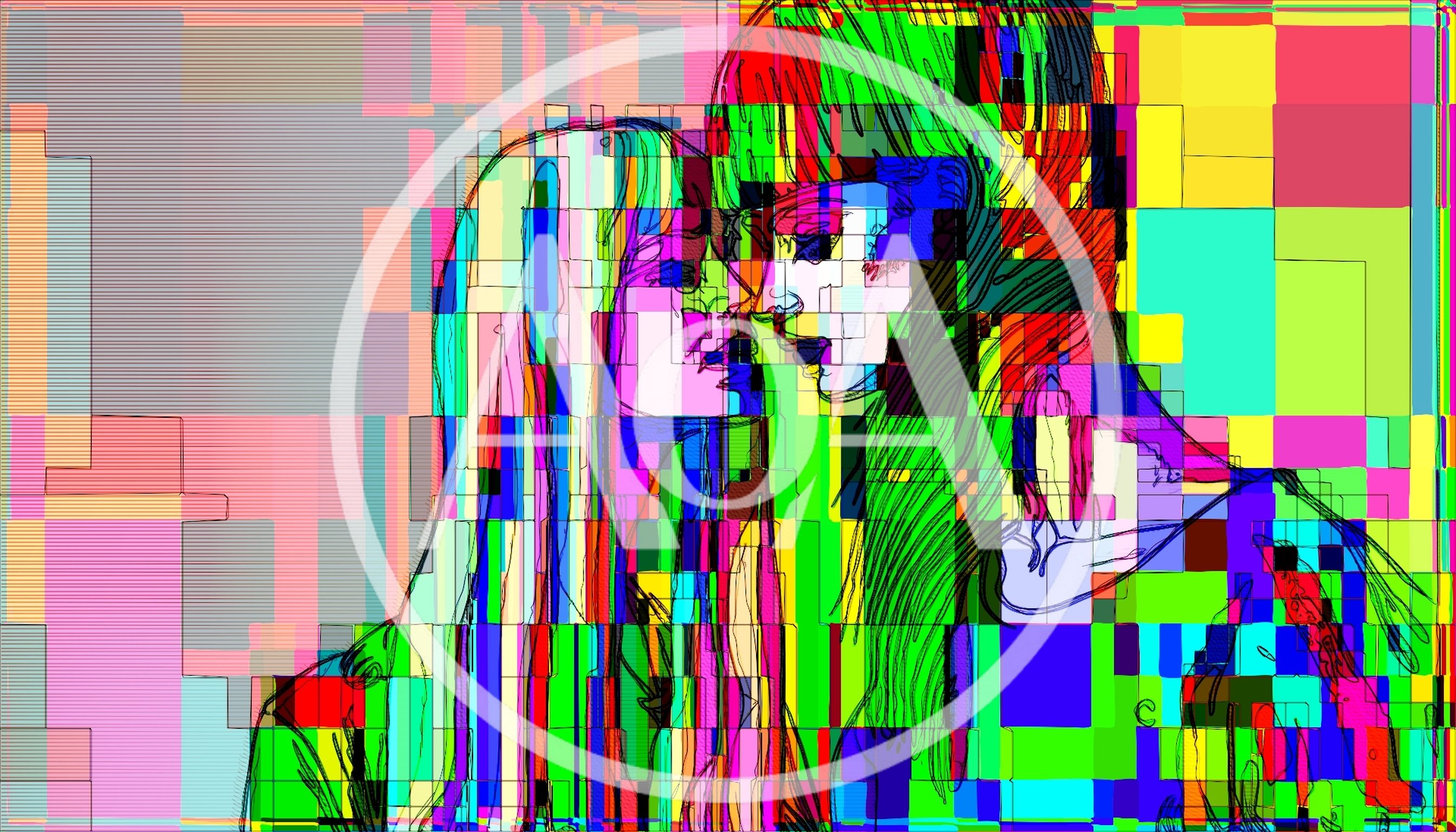 Abstract Glitch Art Illustration Of Two Women Kissing