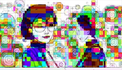 Abstract Pop Art Illustration Of Two Women