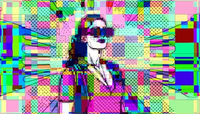 Abstract Pop Art Portrait Of A Woman With Sunglasses