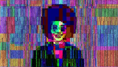 Digital Glitch Art Portrait Of A Woman With Afro