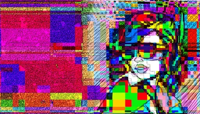 Abstract Pop Art Portrait Of A Woman With Headphones