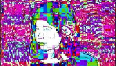 Abstract Digital Portrait Of A Woman With Floral Elements